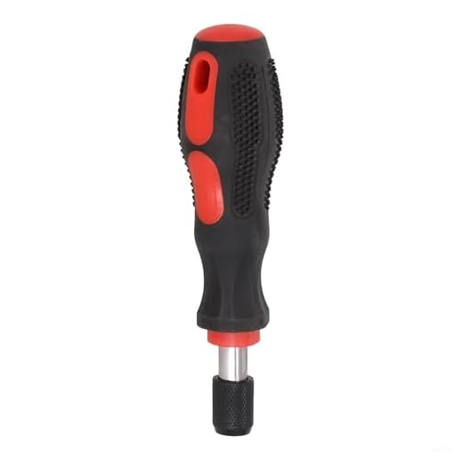 Mango de destornillador autoblocante con soporte magnético hexagonal de 6,35 mm para herramientas de accionamiento de 1/4 pulgadas, acero al cromo vanadio y agarre de goma, (rojo negro)