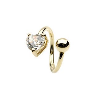 BodyJewelryonline Piercing para ombligo de oro macizo de 14 quilates con diseño de corazón