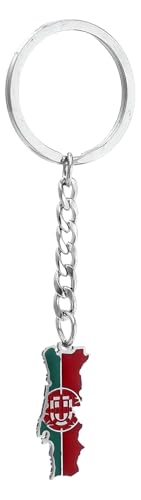 KREATIONS Porte-clés carte du Portugal PRT pour femme Portugais, Argent foncé, S