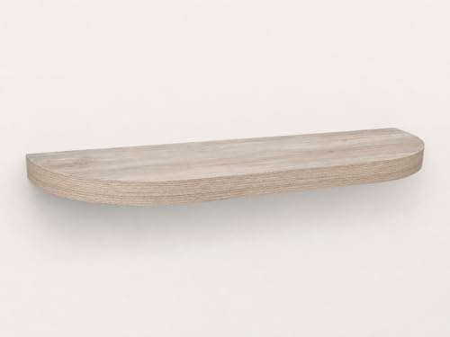 HERSIG - Estante Curvo Flotante de Pared Roble Claro Balda para Baño o Dormitorio Fijación Oculta y Resistente de hasta 10 kg - 80x23,5 cm