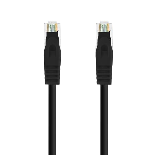Brightium Cable de red latiguillo U/FTP Cat. 6A AWG 24, 30 cm, negro - conexión de alta velocidad para redes ethernet y dispositivos multimedia.