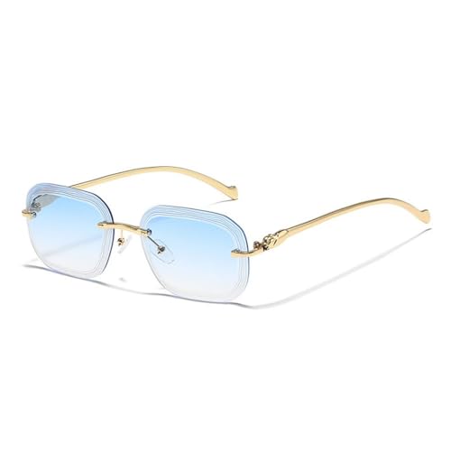 Lunettes de soleil rétro élégant sans monture avec monture en métal
