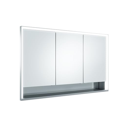 KEUCO Royal Lumos LED Spiegelschrank mit 2 Türen und offenem Fach, 120 cm, Made in Germany, Einbau, Aluminium-Korpus, Seiten verspiegelt, Beleuchtung dimmbar, Lichtfarbe einstellbar