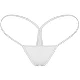 TOFOI Womens G String Thongs Micro Back Tiny Panties Low Rise No Show Bikini Bottom Daily Underwear (1-Pack White, M)