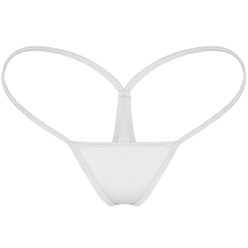 TOFOI Womens G String Thongs Micro Back Tiny Panties Low Rise No Show Bikini Bottom Daily Underwear (1-Pack White, M)