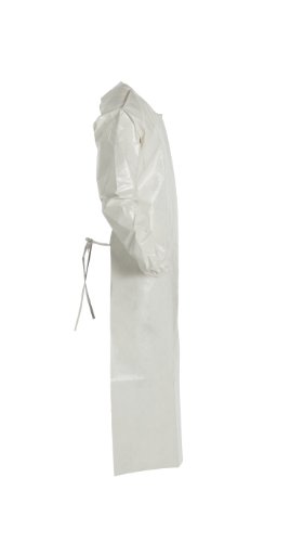 DuPont - SL278BWH00001200 Tychem 4000 Disposable Sleeved Chemical Resistant Apron with Elastic Cuff and Bound Seams, White, Universal, 12-Pack