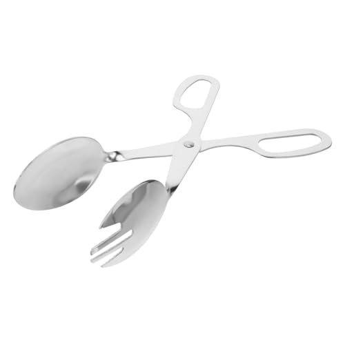 Ciieeo Pinze Insalata in Acciaio con Forchetta e Cucchiaio Utensile da Cucina per Servire Insalate Carni e Mare Design Forbice Ergonomico