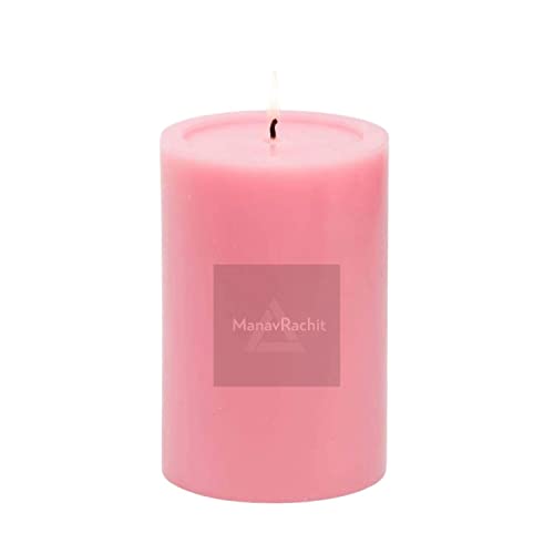 Image of Paraffin Wax Pillar Candles Perfect for Decoration of Dinner, Wedding Parties, Church, Spa, Restaurant, Smokeless Dripless Long Lasting(Set of 3, 2,3,4 inches)(Pink)