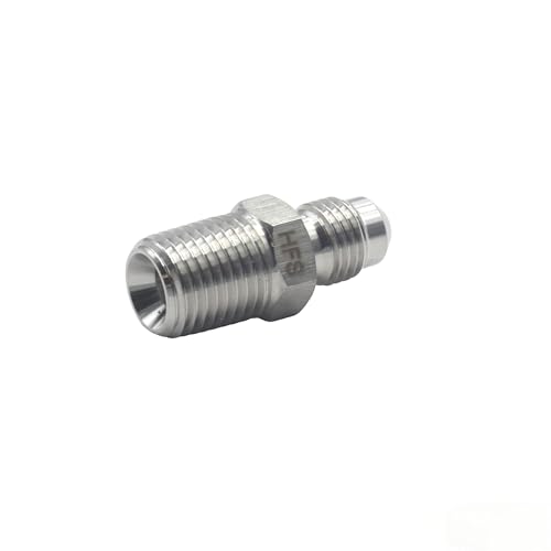 Image of HFS(R) 1 /4 inch NPT Male to 1 /4 inch SAE Male Flare Tubing Adapter Hose Connector Pipe Fittings 304 Stainless Steel