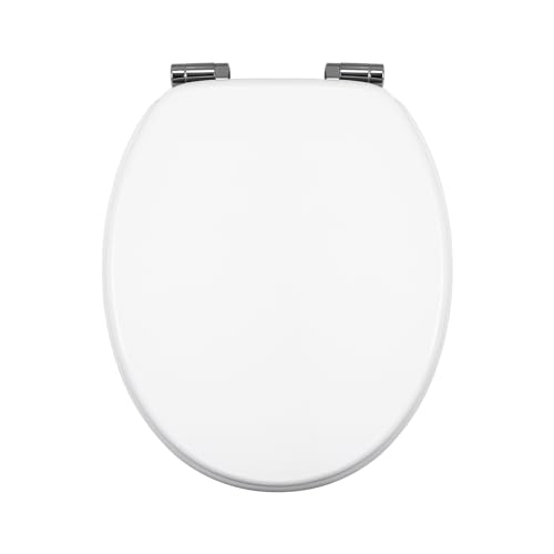 Fanmitrk WC Sitz mit Absenkautomatik Holz, Toilettendeckel aus MDF, Holzkern Toilettensitz, Klobrille Weiß Fanmitrk WC Sitz mit Absenkautomatik Holz, Toilettendeckel aus MDF, Holzkern Toilettensitz, Klobrille Weiß