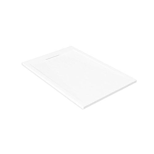 Receveur de douche moderne rectangulaire anti-dérapant fabriqué en polybéton blanc ultra-résistant et de dimensions 120 cm x 80 cm x 2,5 cm, livré avec bonde spécifique de sortie Ø40 incluse Eurosanit