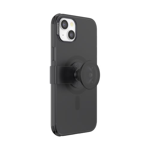 Image of PopSockets iPhone 14 Plus Phone Case with MagSafe, Wireless Charging Compatible, Black - iPhone 14 Plus MS Black Translucent