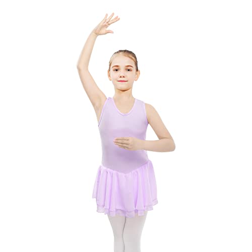 HiDance Girls Ballet Leotards with Skirt, Hollow Back Sleeveless Dance Ballet Leotard Dress3
