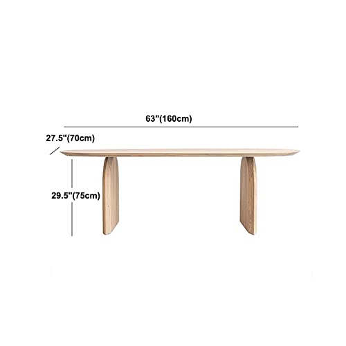Runnup Modern Solid Wood Top Oval Dinette Table Wood Base Dining Table For Living Room - Natural Wood 63" L X 27.6" W X 29.5" H (Table Only) #TOP1