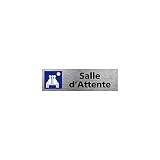 Pictogramme SALLE D'ATTENTE (Q0103). Signalisation Porte - 170 X 50 mm - Autocollant souple ou plaque alu brossé 2mm. - Plaque aluminium brossé - Plaque aluminium brossé -