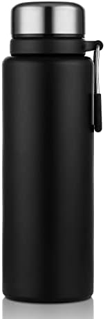BINCOO Vacuum Insulated Thermal Flask, 1000ml/35oz Travel Flask Drinking Flask, Stainless Steel Double Walled Portable Flask for Sports, Outdoor, Office, Library (Black)
