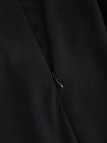 Image of Women Short Dresses 2 In 1 Colorblock Turndown Collar Lantern Sleeve Black Suit Cute Dress