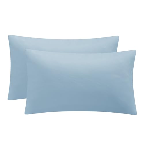 Aisbo Kissenbezug 50x80 2er Set - Kopfkissenbezug 50 x 80 Hellblau mit Hotelverschluss aus Mikrofaser, ÖKO-TEX Pillow Cover 50x80cm, Weich und Bügelfrei