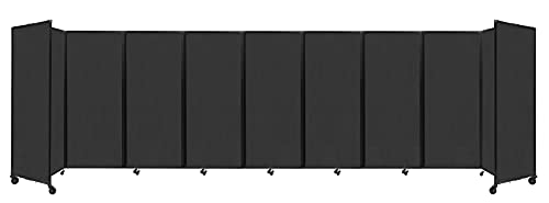 Versare Room Divider 360 Portable Wall Partition | 9 Panels Wide | Freestanding Office Dividers | Locking Wheels | Temporary Room Separator | 25' X 6'10" Black Fabric Panels #TOP3