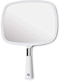 Mirrorvana Large & Comfy Hand Held Mirror with Handle - Professional Salon Model in White (1-Pack)