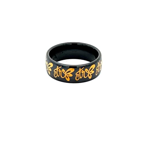 One Moment In Time J155 Size 5-10 Eclipse Black Ceramic w/Gold Inlay Tone Ring Mormon LDS CTR4