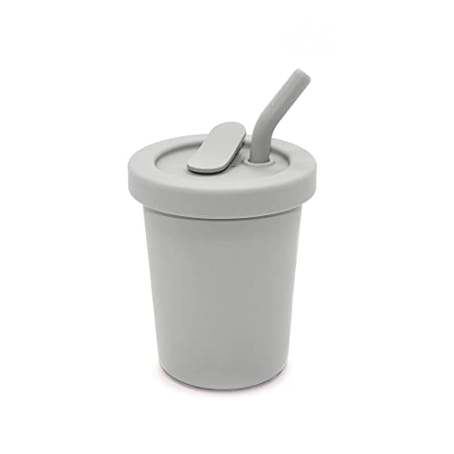 nouka Straw Cup | 100% Food-Grade Silicone | Spill-Proof | Non-Slip & Soft | Dishwasher Friendly | Light Storm | Size 8 Oz