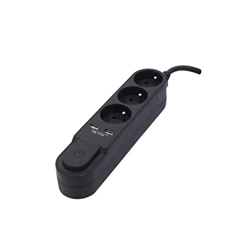 Bloc multiprise 3 prises interrupteur et double USB Chacon cordon 1,5m - 2