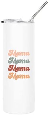 Andaz Press Mothers Day Tumbler and Straw 20 oz Skinny Tumbler Boho Mama Stainless Steel Insulated Mama Water Bottle, Mama Cup, New Mom, Mom Gifts, Mom Birthday Gifts, Mom Tumbler With Straw, 1-Pack