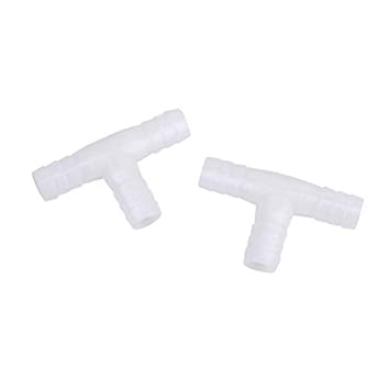 ELECTROPRIME 2 x 12mm Plastic Equal Tee Connector Barbed Pipe Fitting Air/Water Hose Joi R1A1