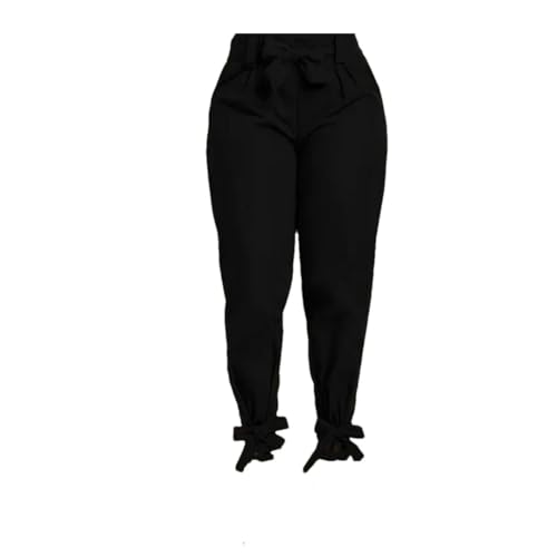 Women's High Waist Pencil Pants with Bowknot Belt Casual Comfortable Non-Stretch Wide Leg Pants