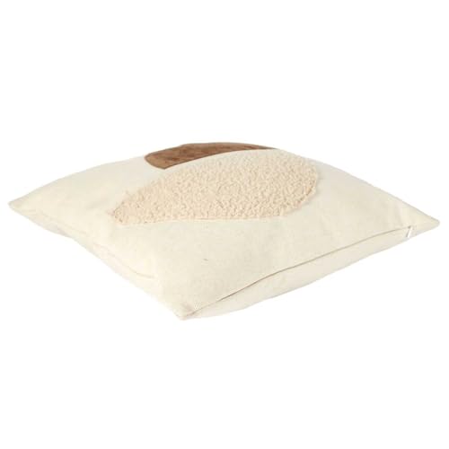 HOME DECO FACTORY - TX0045, Coussin Bouclette Beige et Taupe 40x40 cm - Confort et Élégance pour Salon ou Chambre - pour Décoration Intérieure - Facile à...