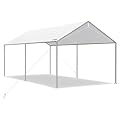 Quictent 10x15 ft Heavy Duty Car Canopy Galvanized Frame Carport Outdoor Party Tent Boat Shelter with 3 Reinforced Steel Cables - White