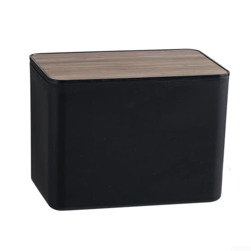 Caja de pañuelos de plástico con tapa abatible para múltiples usos en baño, sala de estar, oficina y restaurante, diseñada para un cómodo almacenamiento de pañuelos y toallitas húmedas (negro)