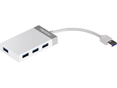 TRENDnet 4-Port USB 3.0 Hub, TU3-H4E, Plug & Play, Compact Size USB 3.0 Hub Compatible with Linux, Windows, Mac, Nintendo Switch, Backwards Compatible with USB 2.0, White
