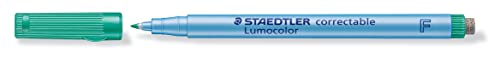 STAEDTLER 305 F-5 Lumocolor correctable Folienstift F-Spitze, circa 0.6 mm, 10 Stück im Kartonetui, grün