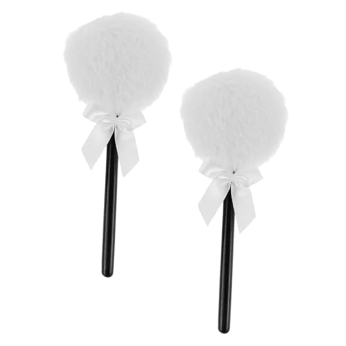 GALPADA 2Pcs Fluffy Powder Puff with Handle Makeup Sponges for Foundation Application Gentle Touch for Smooth Blending Elegant Fairy Wand Design Easy to Clean
