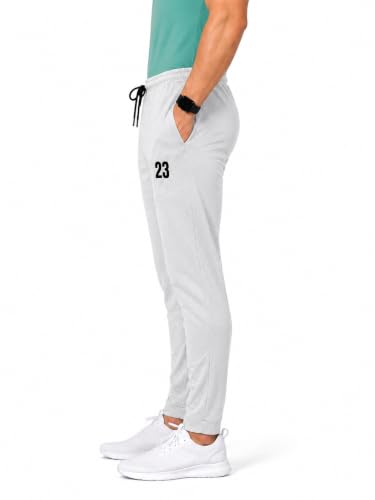 Image of Men's Sports Jogger Track Pants with Drawstring, Light Grey