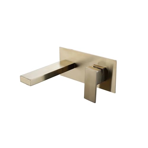 Stainless Steel Bathroom hot and Cold Wall Mounted Single Handle Hand Washing Faucet(Gold)