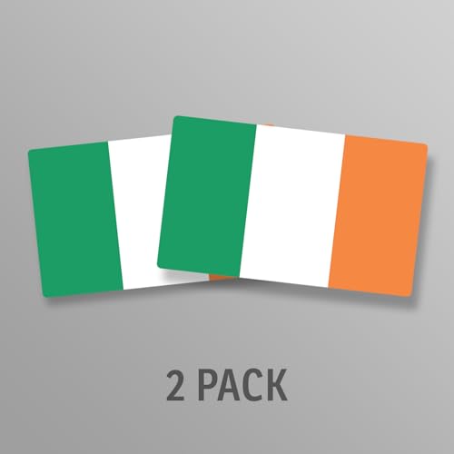 Image of World Country Flag Decal Stickers - Two Pack - for Cars Windows Bumpers Laptops Tablets Tumblers Cups Walls (Ireland)