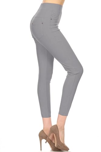 Image of Leggings Depot Women's Cotton Blend Stretch Pull-on Jeggings Casual Pants with Pockets (Available in Plus Size)