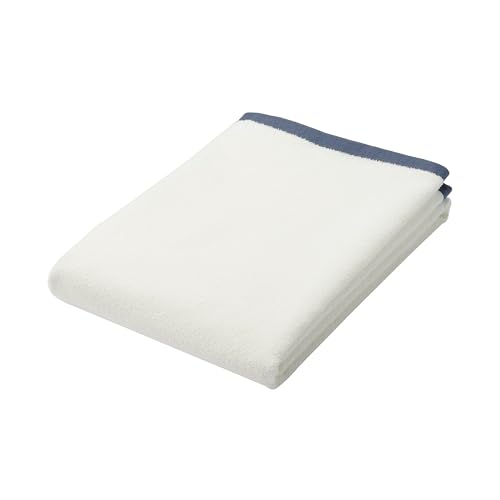 無印良品 縁カラー付 バスタオル・2枚組 60×120cm・ネイビー/見分けがつく やわらか 軽い 84852824