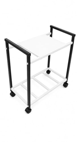 Image of ROHC Coffee Machine Stand with Wheels | Heavy Duty Metal Coffee Station Cart with Storage Shelf | Rolling Table for Home, Office & Cafe | Kitchen Utility Trolley | Black & White
