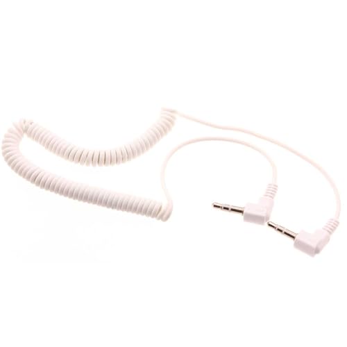 Cable auxiliar Jack 3.5mm blanco enrollado para auto miniatura 1