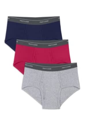 Fruit of the Loom Men's Cotton Mid-Rise Fashion Briefs 3-Pack (Medium (32-34