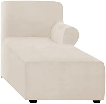 SFYZ HOME Velvet Sectional Sofa slipcover, Left/Right Thick L Shaped Couch Cover,Soft Plush Chaise Lounge Cover for loveseat sectional Sofa (Beige,Right Chaise Lounge Cover)