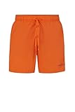 Tunnelzug HUGO Herren Haiti Badeshorts aus schnell trocknendem Recycling-Gewebe mit kontrastfarbenem Logo Orange XXL