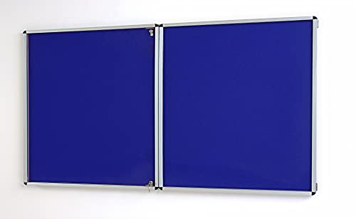 Blue Huge Fully Fire Retardant Lockable Notice Board [2 Locks] - Tamperproof Display Board [14 Colours] [6 Sizes]