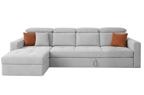 Image of Casaliving Gagnon LHS 6 Seater L Shape Corner Sofa Cum Bed for Living Room (Dark Grey Fabric) Premium Fabric Sofa
