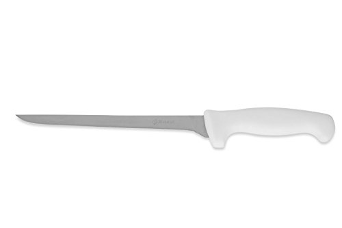 Bleteleh Fish Fillet Knife 8.5-inch Narrow Stainless Steel Blade, White Polypropylene Handle