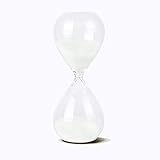 Graces Dawn Transparent Glass Hourglass Sand Timer 60 Minutes with (White)